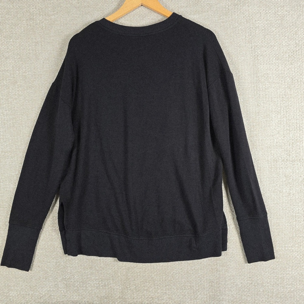 Athleta Coaster Luxe Sweatshirt Black Modal Blend Thumbhole Pullover Womens M - Picture 10 of 11